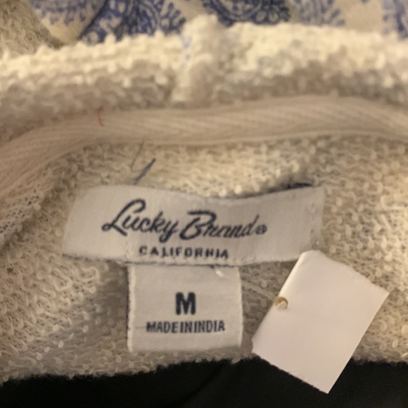 🍀 Lucky Brand Terry Sweater Chinese blue & red vase print 100% Cotton hoodie - Picture 4 of 7